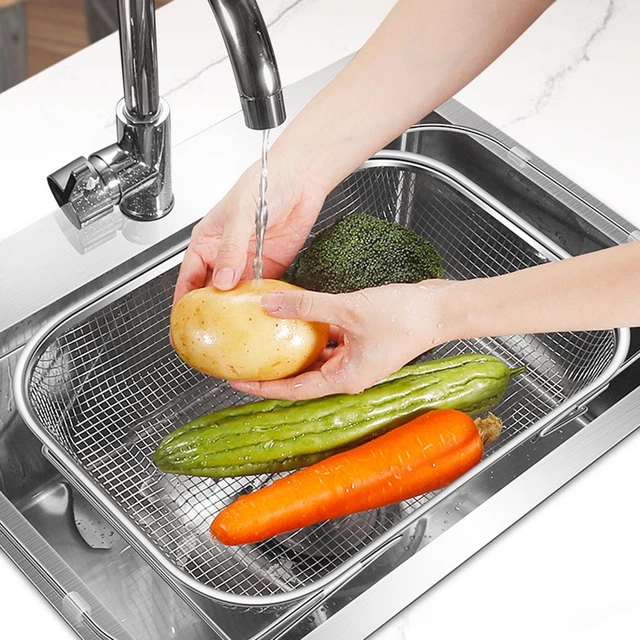 Passoire D'évier Rétractable En Plastique Alimentaire - Pour Fruits, Légumes, égouttage Vaisselle, 46 X 34 Cm