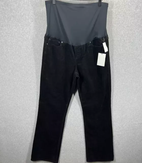 GAP Maternity Full Panel Perfect Boot Black Corduroy Straight Jeans 32 NWT