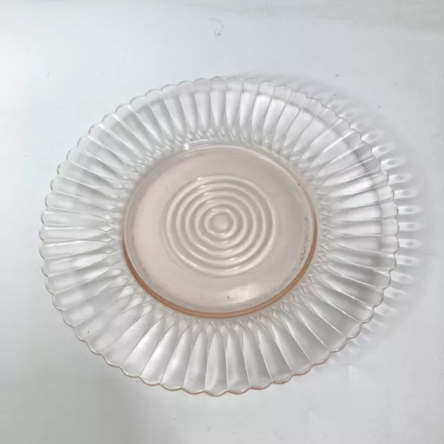 Vintage Pink Thin Depression Glass Salad Dessert Plate Round Ribbed 6.75"