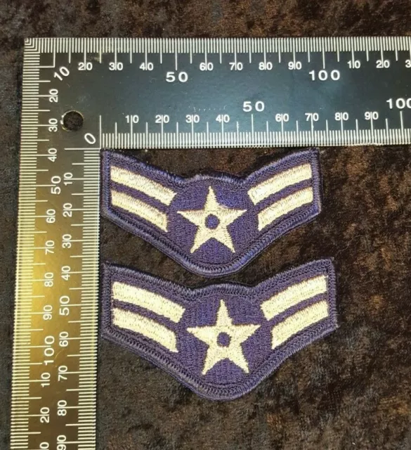 USAF Rank Insignia Patches x 2 - American Airforce WWII Reproduction 70mm x 40mm