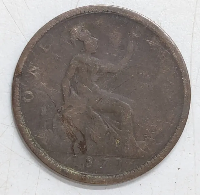 1879 GREAT BRITAIN UK Queen Victoria PENNY coin (#K1)