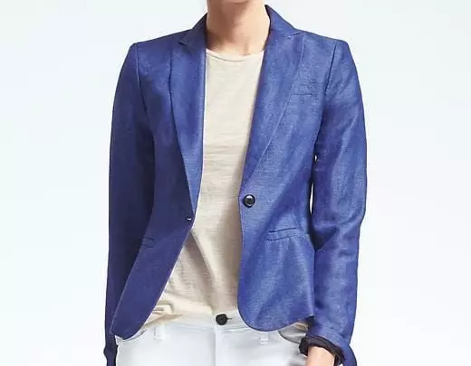 Gap Blazer Womens 14 Blue Denim Chambray Lined Long Sleeve Single Button Jacket