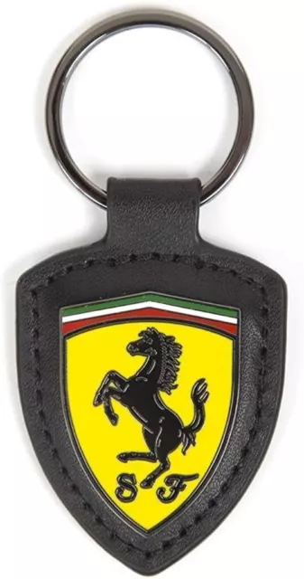 Scuderia Ferrari F1 Leather Prancing Horse Badge Keychain