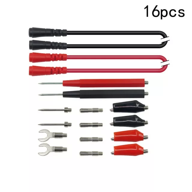 Neu 16-Piece Multimeter Test Kabel Sonde Voltmeter Alligator Kabel Clip Set PVC