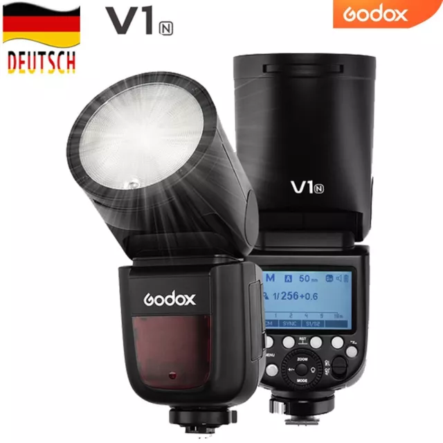 DE Godox V1N V1-N  TTL HSS Rundkopf Blitz Aufsteckblitz mit Akku für Nikon