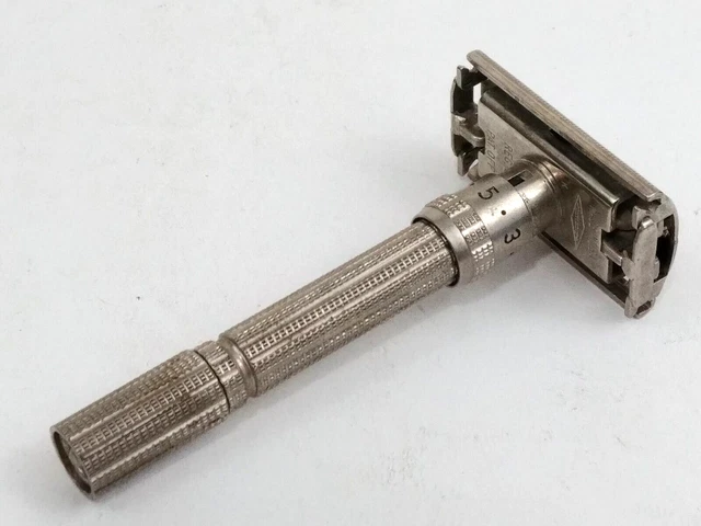 Vintage Gillette DE Safety Razor Slim Adjustable 1-9 TTO Twist Open USA K-4 1965