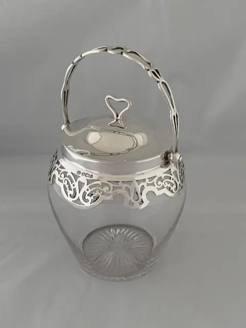 Sterling Silver BISCUIT JAR 1901 Sheffield Antique Silver COOKIE JAR W Hutton