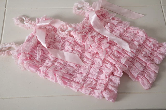 2 Trajes Mono Encaje Rosa Pálido Sesión de fotos Utilería 0-3 meses