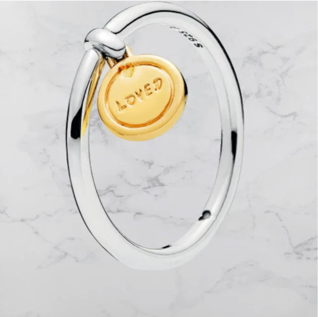 Loved script discount medallion ring