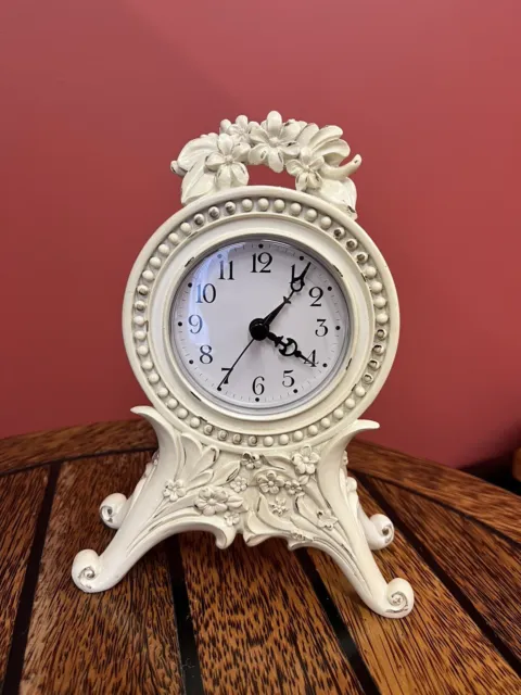 Laura Ashley White Mantel Clock Fully Working