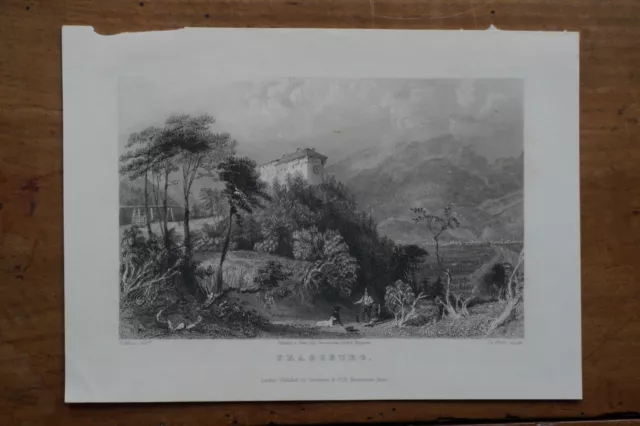 Fragsburg-View Of The Castle- Original Engraving Mid-19Th Century By Little Italy