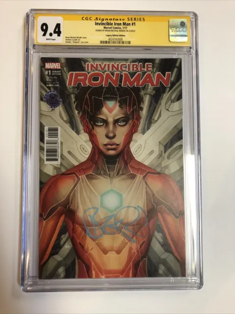 Invincible Iron Man  (2017) # 1 (CGC SS 9.4 WP) Signed Michael Bendis | Legacy