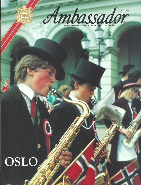 TWA Trans World Airlines Ambassador inflight magazine 5/90 Oslo [1033]