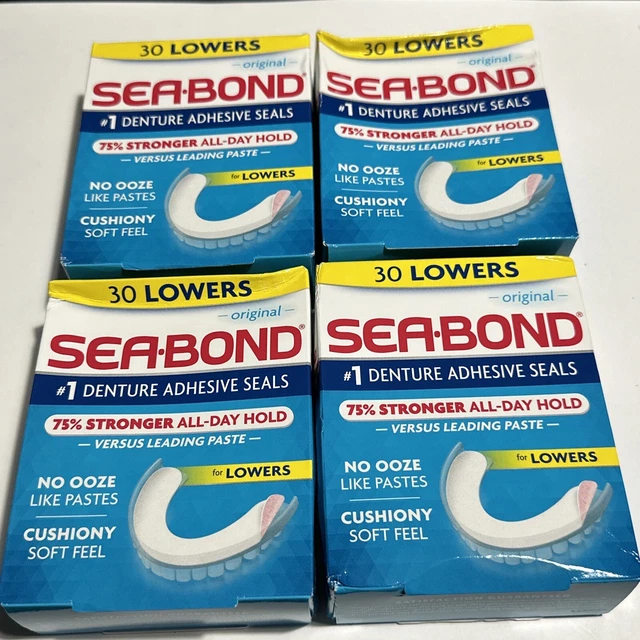 Sea Bond Lower Secure Denture Adhesive Seals Original Flavor Seals, 30 Ct 4 Pack