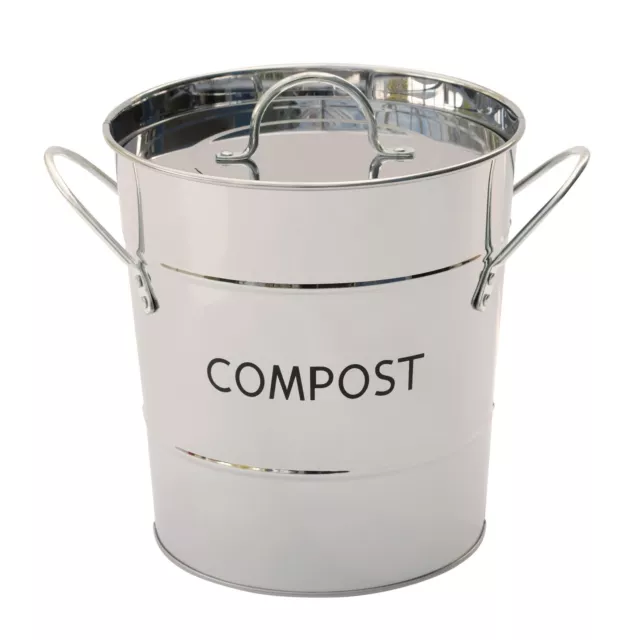 Eddingtons Stainless Steel Metal Compost Pail/Caddy - Food Waste Bin