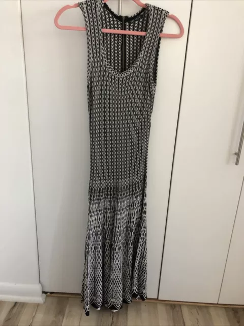 Nic + Zoe Black And White Ribbed Sleeve Fit & Flare Twirl Dress Size M