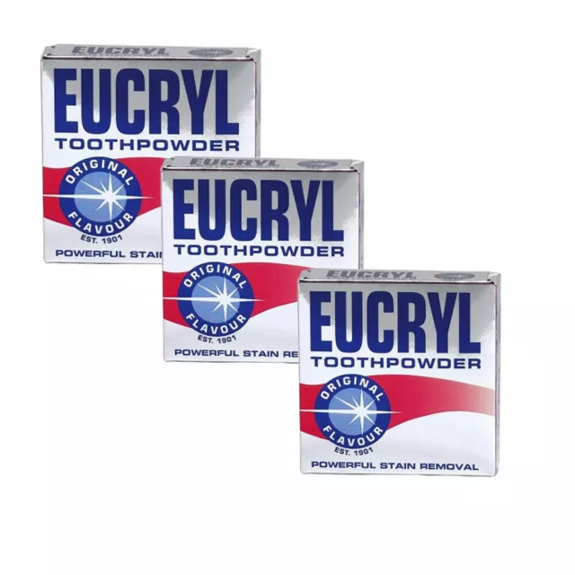 3x EUCRYL Original Flavour Powerful Whitening Stain Removal Tooth Powder