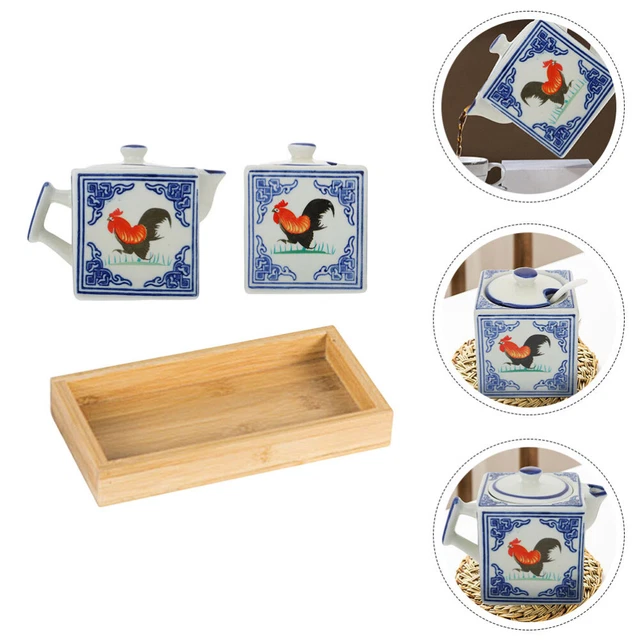 Spandisale di pollo legno vaso per aceto vaso per spezie in ceramica quadrato