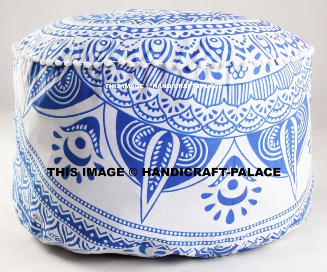 Indian Pouf Ottoman Ombre Pouffe Round Poof Foot Stool Floor Pillow Ethnic Decor