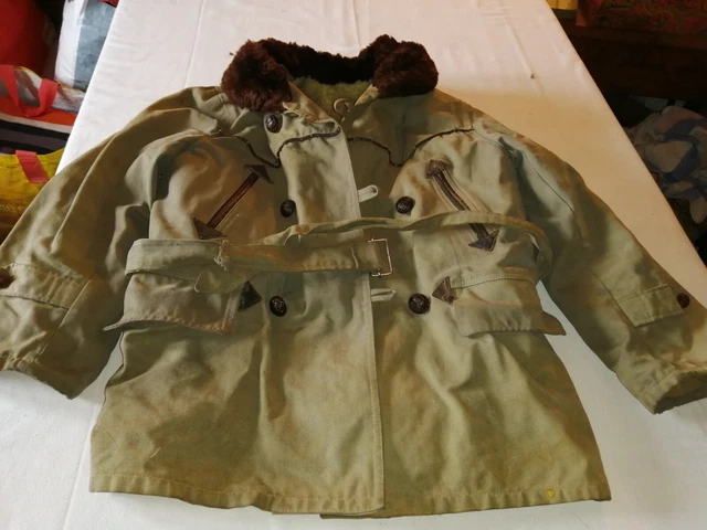 Veste Canadienne Vintage Des Années 40 - Taille L, Marron, Doublure Mouton - Parfait état