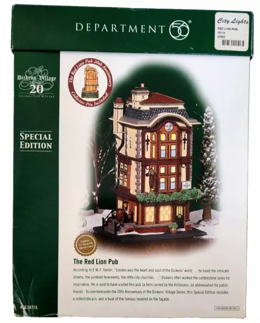 The Red Lion Pub Dept 56 Dickens Village Special Edition Include Pin