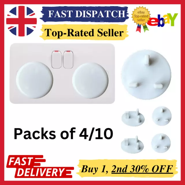 4/10 UK Plug Socket Covers Protector Baby Child Safety Mains Power Plugs Cover