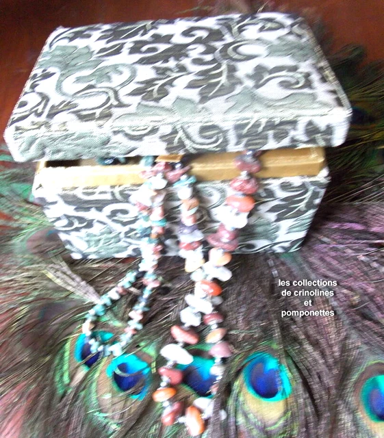 Boîte à Bijoux Coffret En Brocart Avec Sautoir - Lot Spécial Cadeau, Pierres Fines, Neuf Sans Emballage