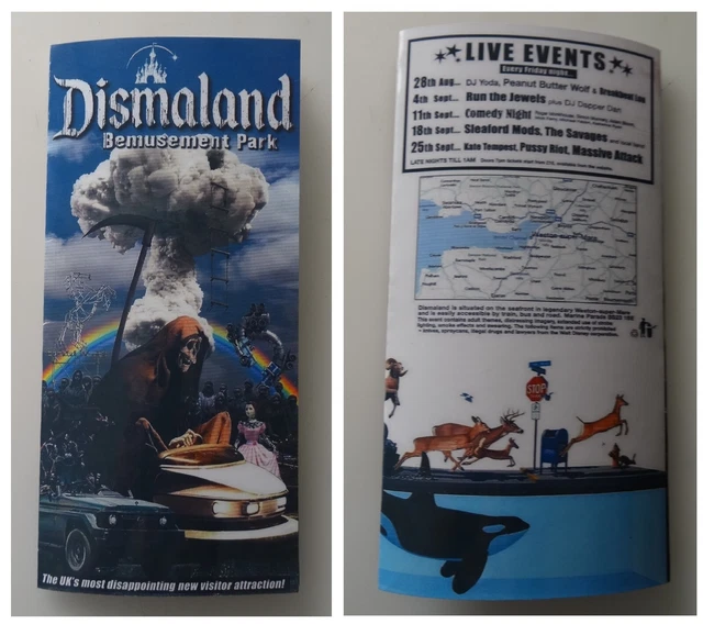 Parentesigrafica presenta: mappa Banksy Dismaland Park map depliant brochure