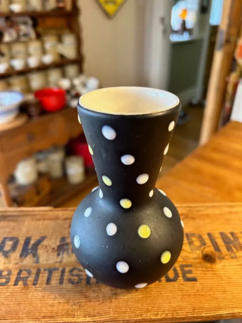 Vintage Black Spotty Italian Pottery Vase – Retro – Great!