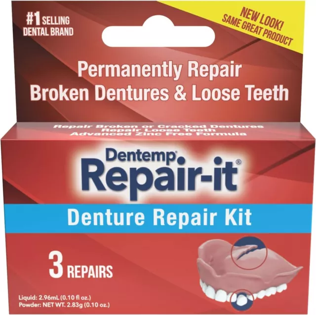 DENTEMP Repair-IT Denture Repair KIT Safe & Easy To Use- 3 Repair- Pack 3 2