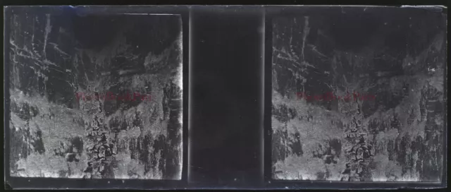 Montagne Paysage c1912 Photo NEGATIVE Plaque de verre Stereo Vintage V33L20n1