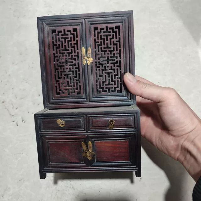 curio cabinet small carved wooden home decore vintage wooden Cabinets box