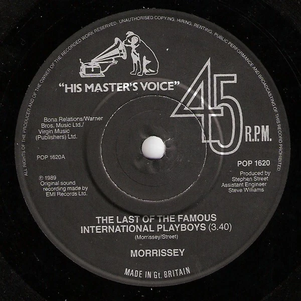 The Last Of The Famous International Playboys Morrissey Lyrics MORRISSEY - THE Last Of The Famous International Playboys (7", Single