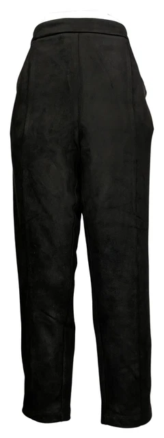 Joan Rivers Women's Pants Sz L Faux Suede Signature Ankle Pant Black A519691