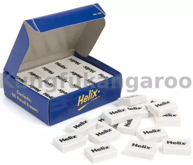 60 BOXED - Helix Soft White Pencil Erasers Rubbers School Office Art Drawing