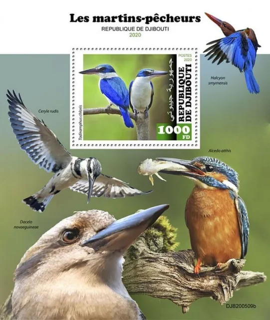 KINGFISHERS 1-Value MNH Bird/Birds Stamp Sheet #189 (2020 Djibouti)