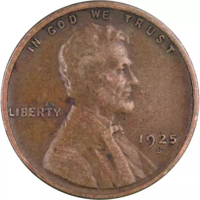 1925 S Lincoln Wheat Cent F Fine Bronze Penny 1c Coin Collectible