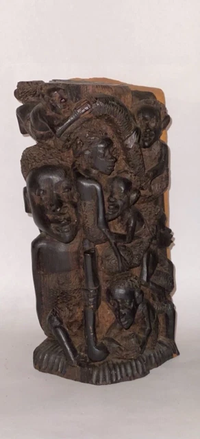 African Makonde Statue Hand Carved Ebony Wood Solid Figure Statue Vintage