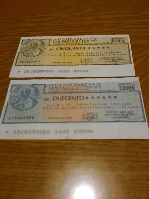 Miniassegni Istituto Bancario S.paolo Torino - Lotto Ml1541  (N. 2 Emissioni)