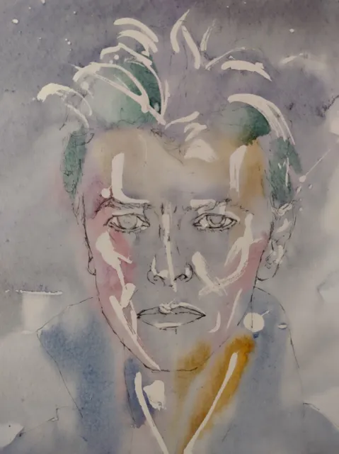 David Bowie Original Watercolour And Pen Painting, ORIGINAL, 20x27cm Signed