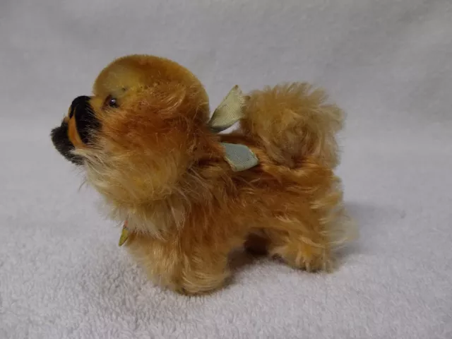 Vintage Steiff Peky Stuffed Brown Plush Pekinese Dog with Tag Articulating Head