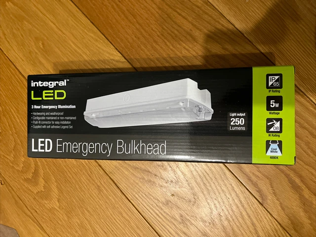 LED EMERGENCY LIGHT Fitting Maintained or Non-Maintained Bulkhead IP65 ...