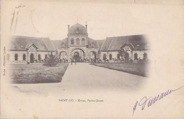 CPA 50 NORMANDIE Manche - SAINT-LO - Haras - Partie Ouest Cavaliers Chevaux 1902