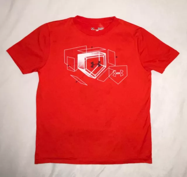 Ragazzi Under armour Riscaldanti Larga Rosso Geometrico Logo Atletico Maglia S M