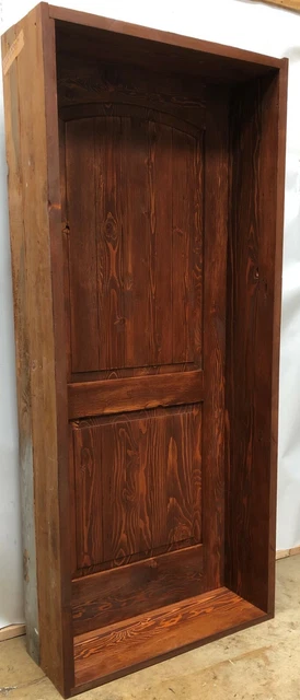 Rustic reclaimed lumber square top door solid wood castle winery outswing 6