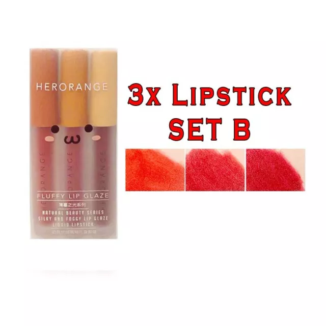 3x Lipstick Liquid Set Long Lasting Waterproof Lip Velvet Matte Liquid Make up