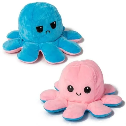 2 X Official 8" Reversible Mood Colour Changing Octopus Plush Soft Toys