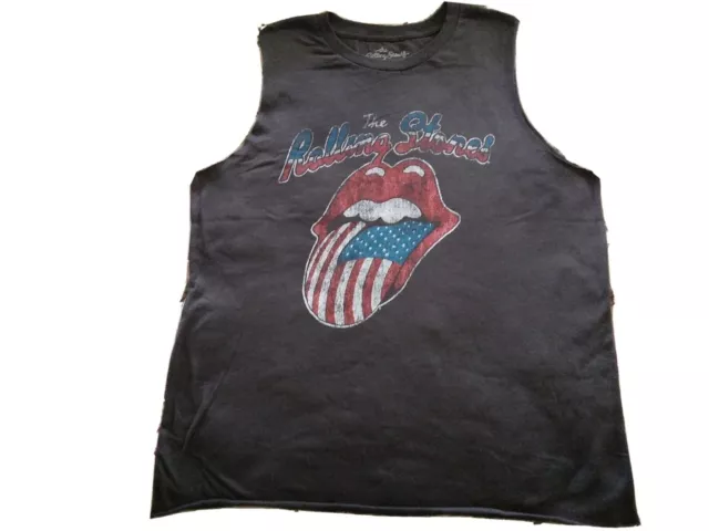 The Rolling Stones T Shirt LIPS XL Tank Top Graphic Tee Sleeveless distressed