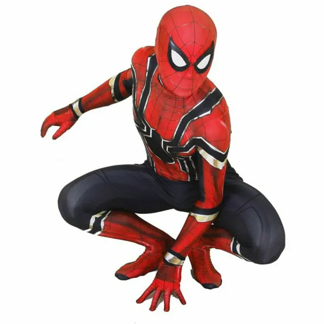 Kids Boys Avengers Iron Spiderman Superhero Cosplay Costume Jumpsuit