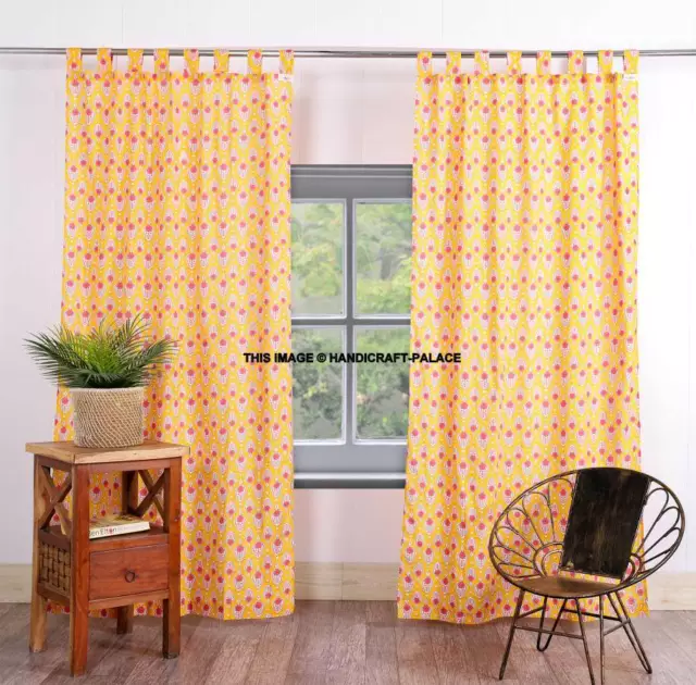 Veggie Dye Block Print Curtain Drape Panel Cotton 42" x 84" Indien Curtain drape